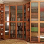 bookcase under glass