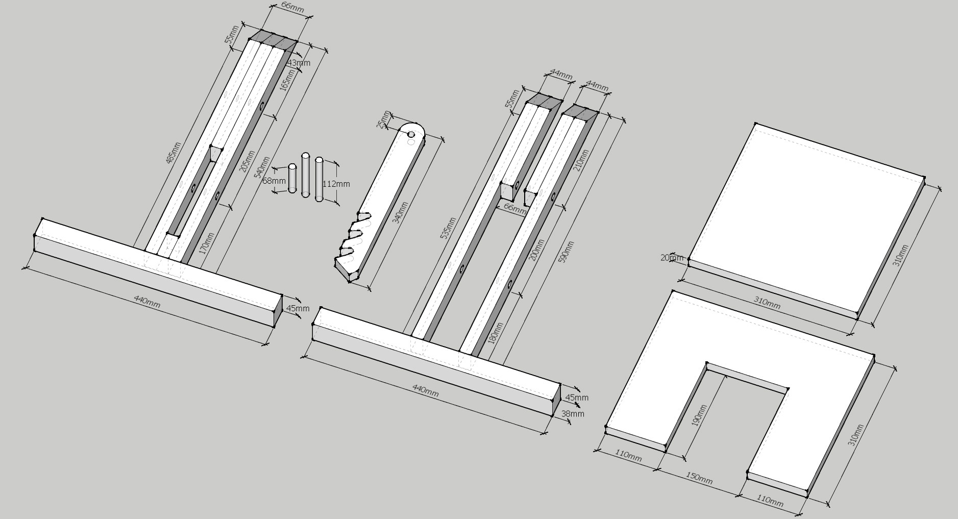 dessin de chaise de genou