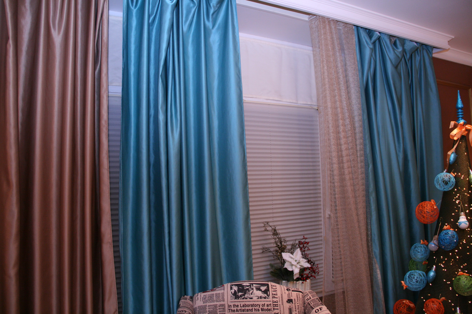 brown-blue curtains in the nursery