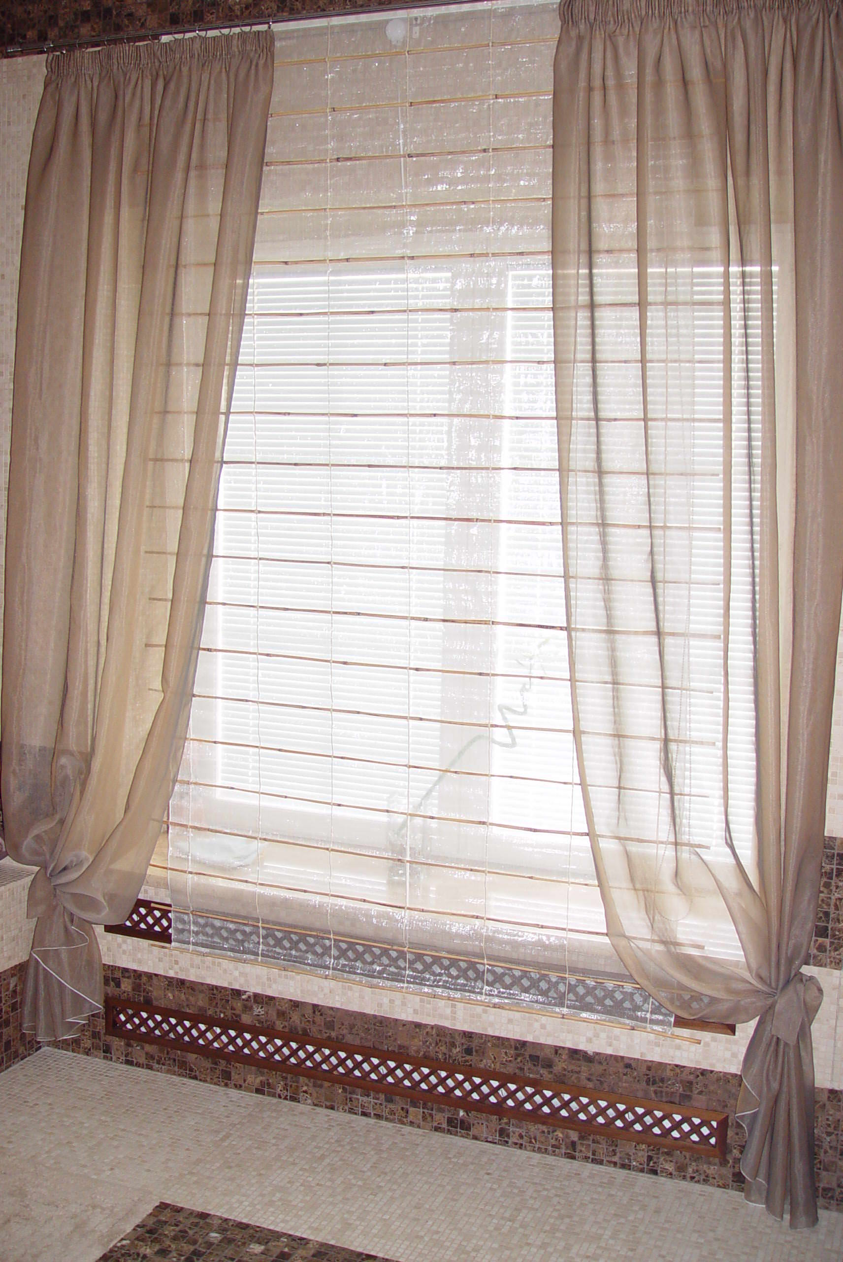 roman blind and transparent tulle