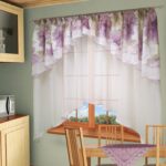 curtains for the kitchen with purple ruffles