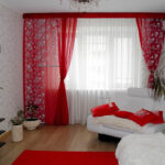 red curtains decor