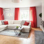 red curtains decor photo