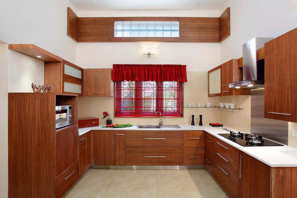 red curtains in the kitchen