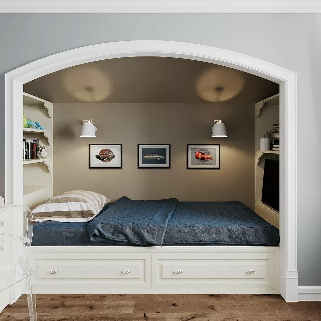 bed in a niche decor photo