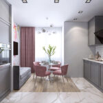 kitchen 10 square meters with sofa photo decor