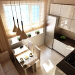 kitchen 10 square meters with a sofa photo design