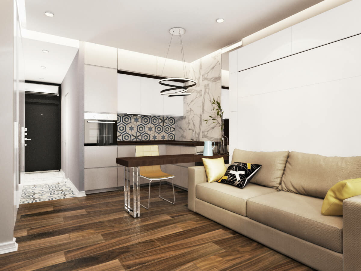 kitchen 15 sq m with sofa decor