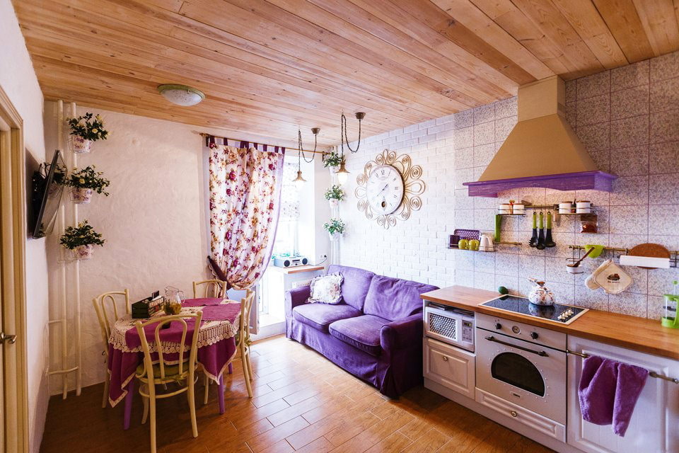 kitchen 15 sq m with sofa photo decor