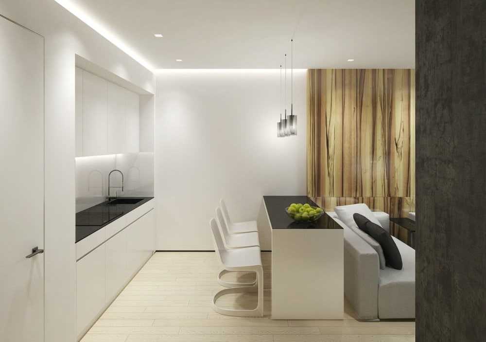 kitchen 15 sq m with sofa interior