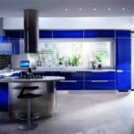 bright blue kitchen set