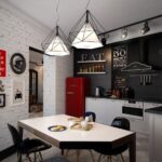 kitchen set in loft design