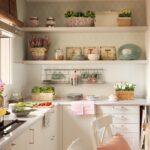 Provence shelf in the kitchen with a basket