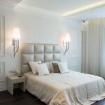 lamps in the bedroom above the bed decor photo