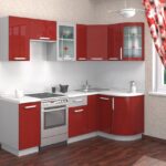 red kitchen facade