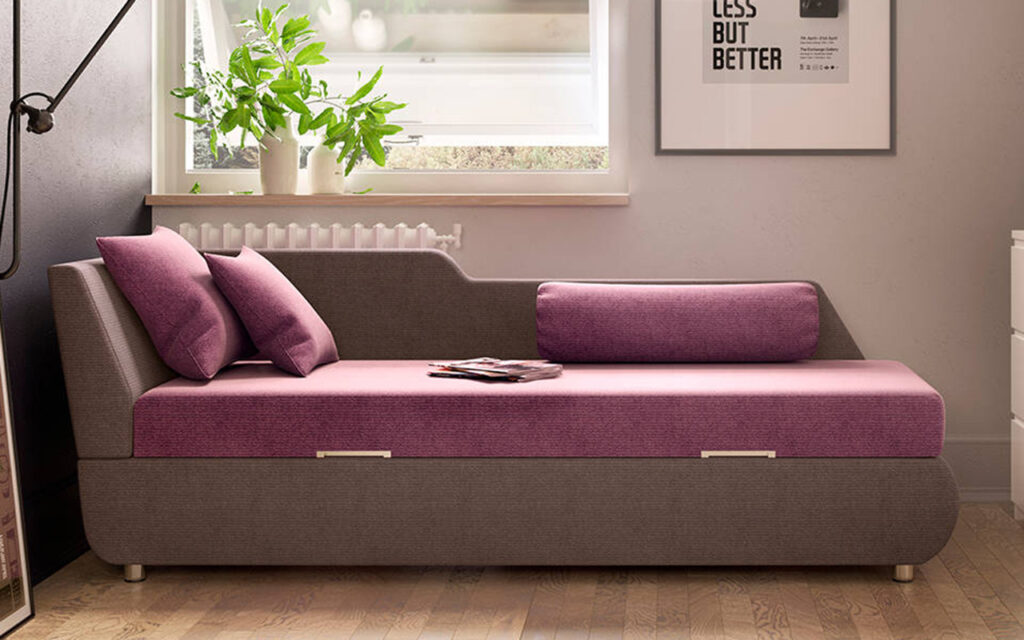 The location of the sofa in a small room