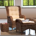 beige rattan armchair