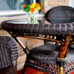 dark gray rattan table