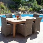 rattan furniture by the pool