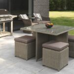 rattan table and stools