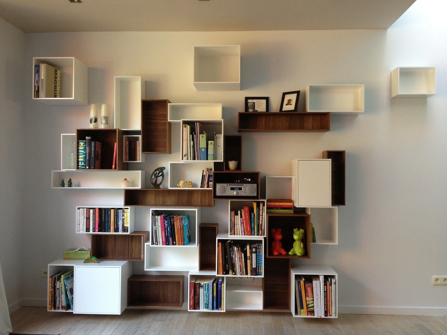 multi-tiered shelves