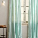 mint curtains with shelf