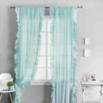 mint curtains with ruffles