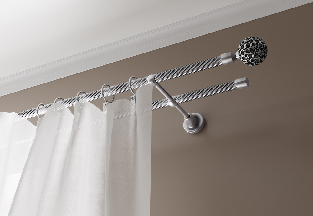 wall-mounted curtain rods metal