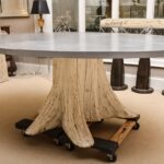 table made of wood on roiks