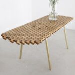 table made of wood cubes