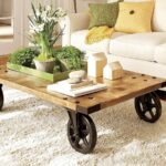 wooden table on wheels