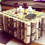 wood table made of logs