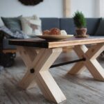 wooden table on light legs