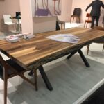 wooden table with glass insert