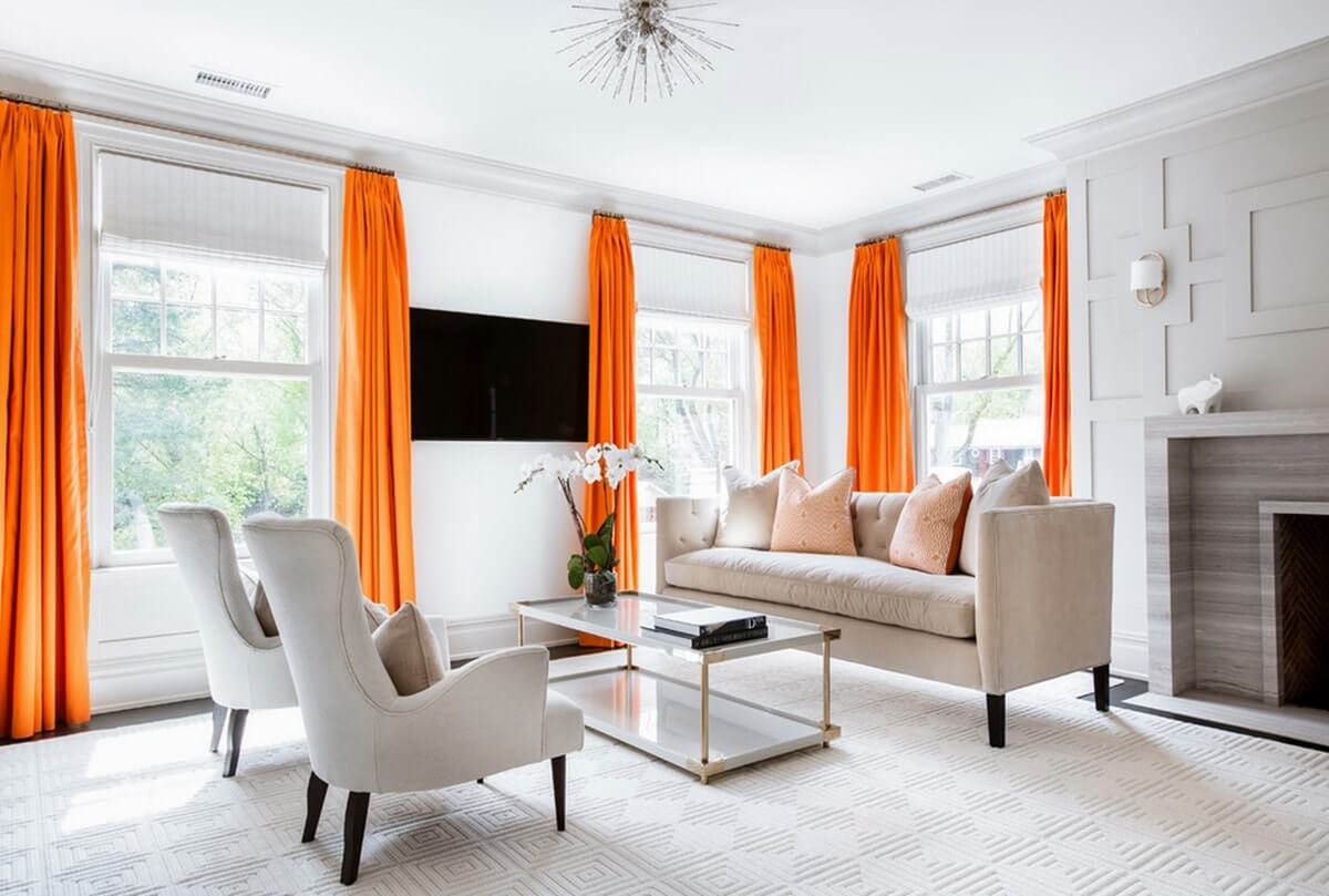 orange curtains