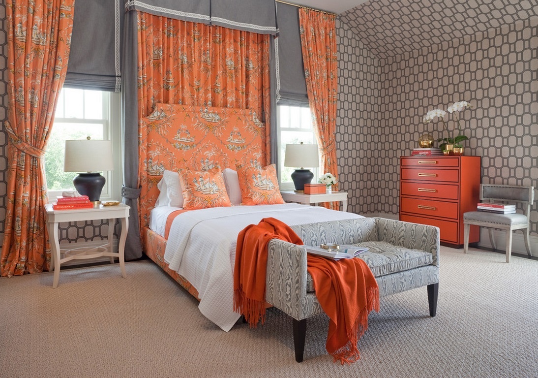 orange curtains decoration