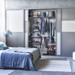 gray wardrobe in the bedroom