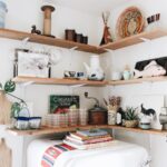 wood shelf above the bed