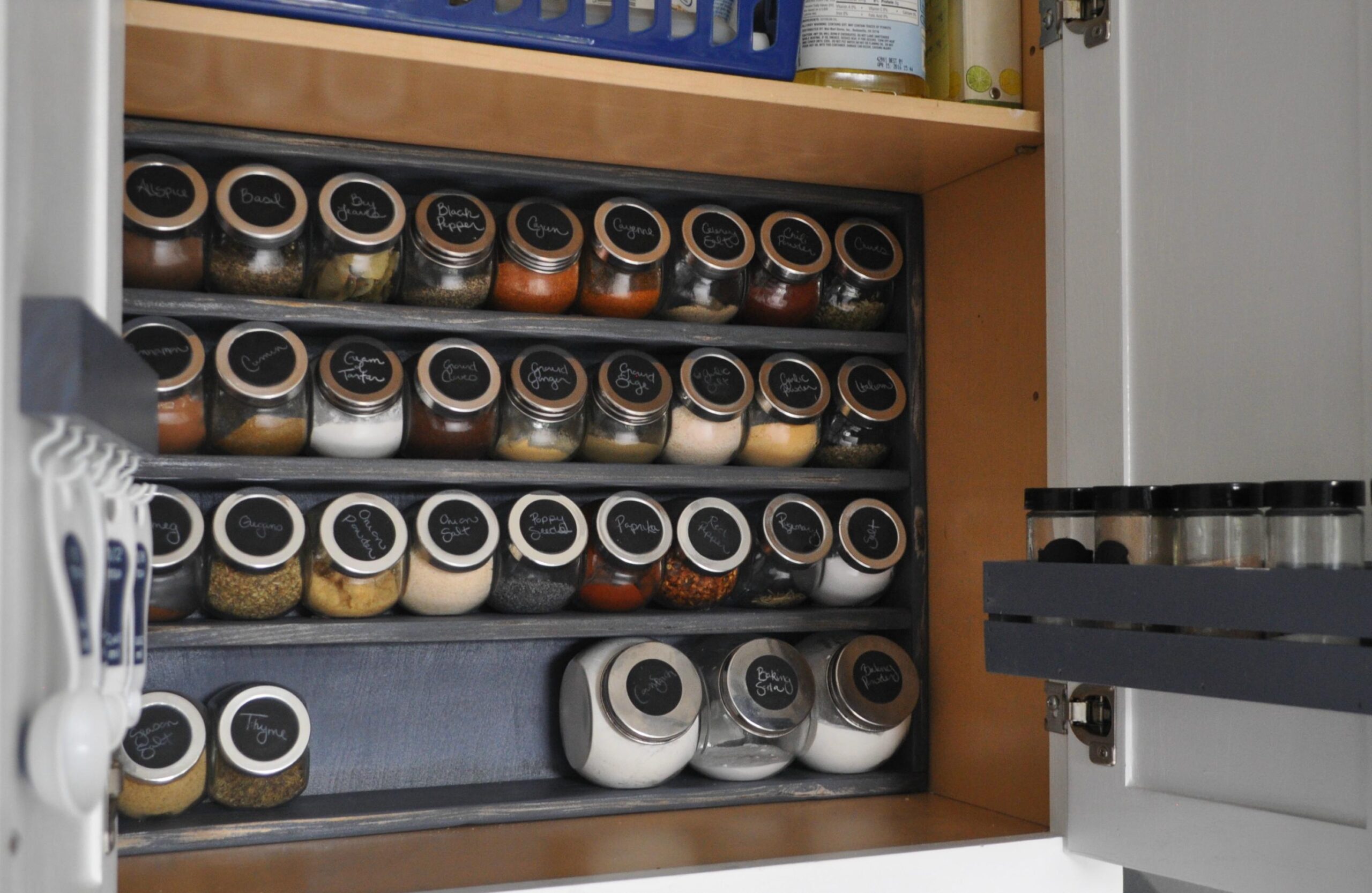 spice shelf in the kitchen