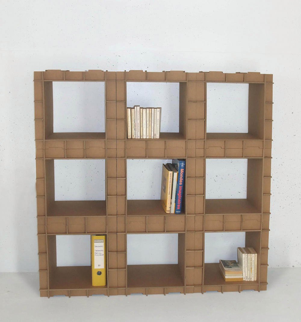 shelves for books made of cardboard