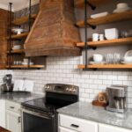 shelves in the kitchen oak