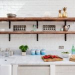 long shelves in the kitchen