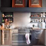 gray kitchen shelves