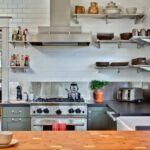 shelves in the kitchen