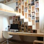 shelf above the table with shelving