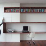 wooden shelf over the table