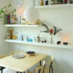 shelves above the dining table