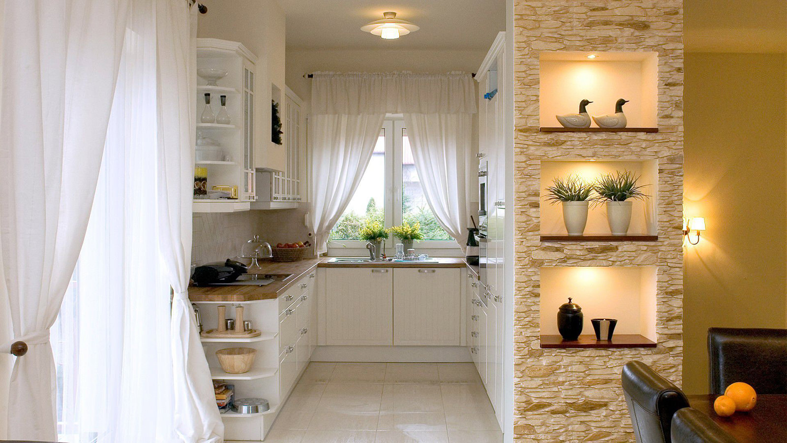 shelves in a niche in the kitchen photo