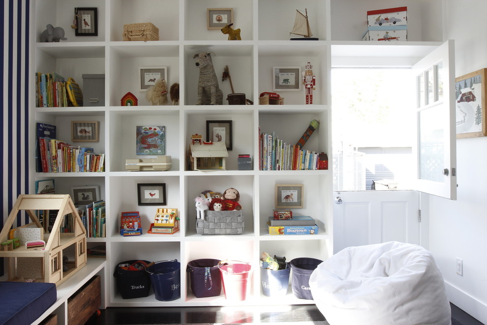 shelves in a niche in the nursery