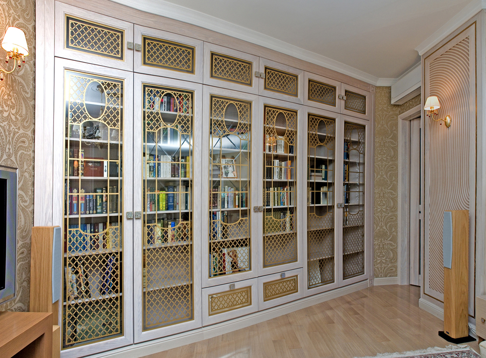 glazed shelves in a niche